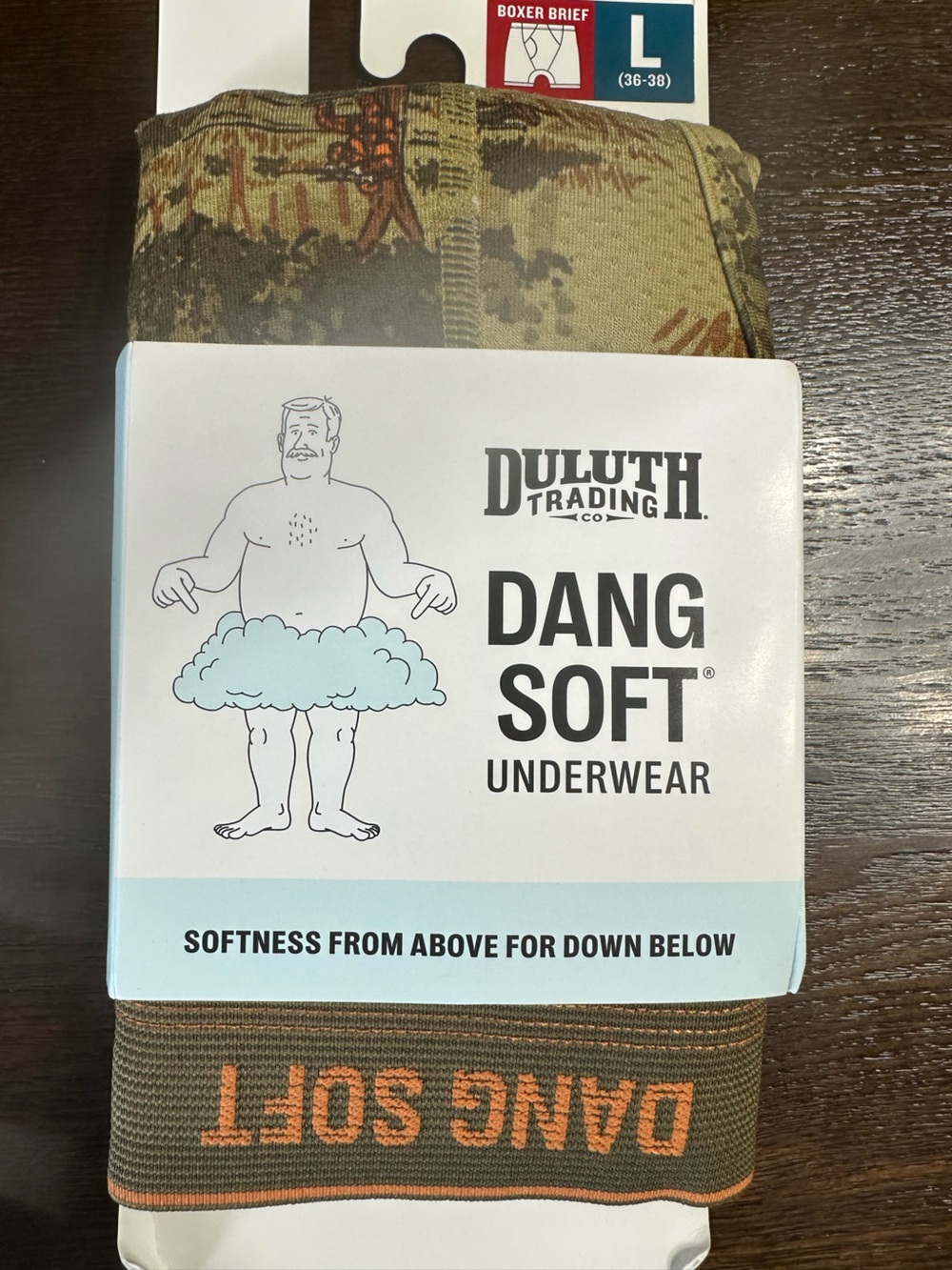 Duluth Trading Co Packaging with Light Blue Accent and Black Text